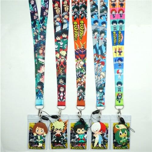Anime My Hero Academia Midoriya Izuku Bakugou Katsuki Lanyard for USB ID Card Mobile Phone Straps Webbing Key Chains Neck Straps