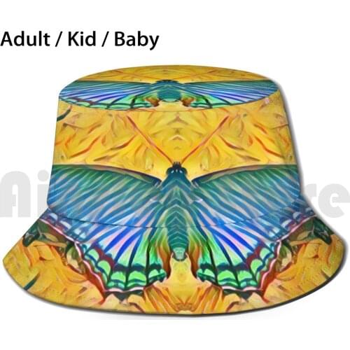 Blue Sun Hat Butterflies Fly Yellow Blue Green Abstract Papilio Glaucus Animal Wildlife Tiger