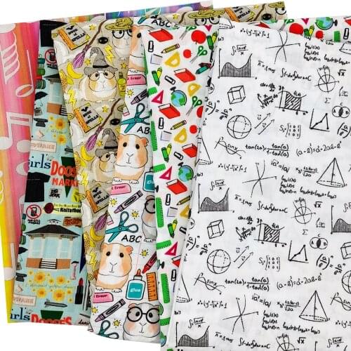 Owl Back To School Polyester Cotton Fabric For Tissue Sewing Quilting Fabrics Needlework Material DIY Handmade,c15168