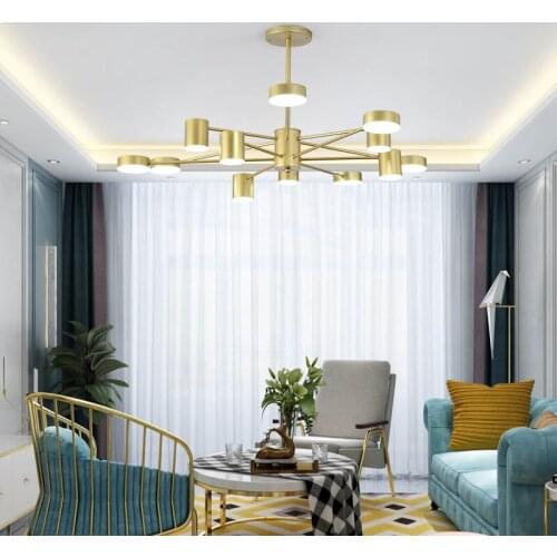 Modern Fashion Black Gold Led Ceiling Suspended Chandelier Dimmable Light Lamp for Hall Kitchen Living Room Loft Bedroom