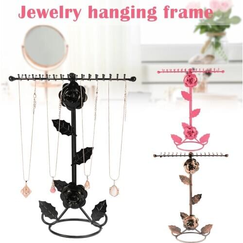 Rose-shaped Jewelry Display Rack Retro Style Necklace Metal Storage Stand Home Organizer for Cosmetics Sunderies TT@88