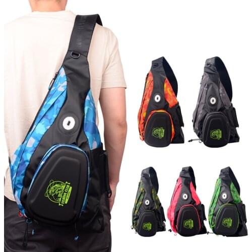 Single Shoulder Bag Fishing Tackle Bag Outdoor Shoulder Storage Bag Fishing Gear Bag with 2 Bait Boxes LED Warning Light