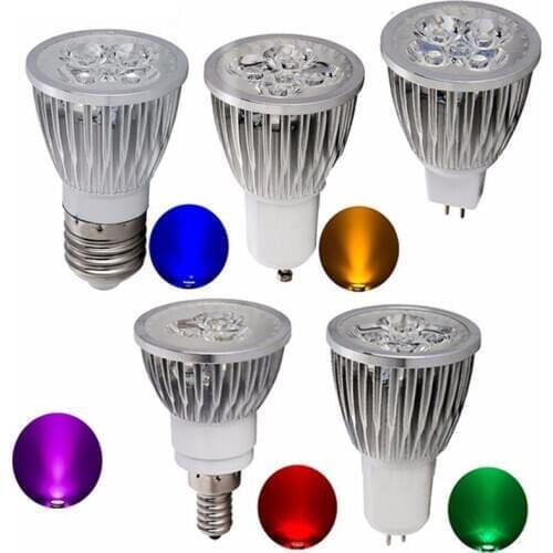LED Lampada 3W 4W 5W 7W GU10 MR16 GU5.3 E27 E14 LED Bulb 110V 220V 12V Led Spotlight Red Blue Green Yellow LED Lamp