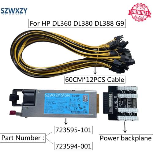 SZWXZY For HP DL360 DL380 DL388 G9 GEN9 500W Server power supply 723595-101 723594-001 754377-001 720478-B21 DPS-500AB-13 A
