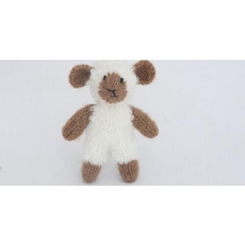 Hand Crochet Angola Toy Photo Prop Newborn Knit Teddy Bear Toy Bonnet Set Newborn Soft Posing Doll