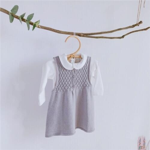 Knitted Baby Dress Newborn Autumn Baby Girl Dress Cotton Infant Clothes Set For Dress And T-shirt 2Pcs Toddler Clothing Set 0-2T