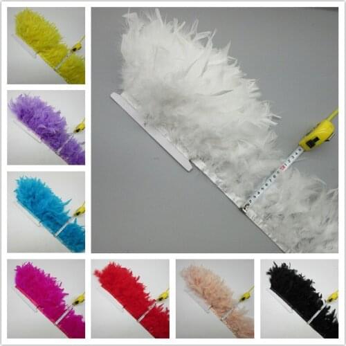 Wisethers 10Meters/Lot Fancy Fluffy Dyed Colorful Turkey Chandelle Feather Ribbon Trimming Fringe Costume Decoration 43 Colors