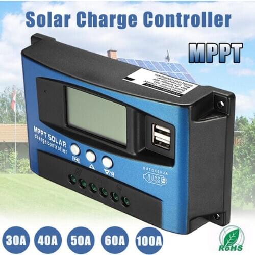 WSFS Hot Mppt Solar Charge Controller Dual Usb Lcd Display 12V 24V Auto Solar Cell Panel Charger Regulator With Load