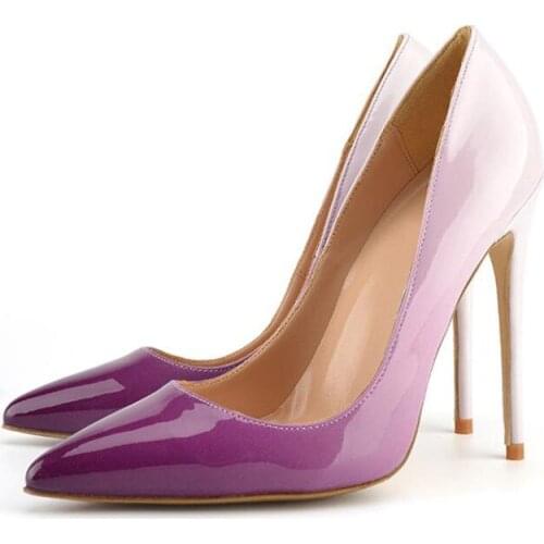 12cm Women High Heel Purple White Gradual Change Color 8cm 10cm High Heels Woman Shoes QP041 CHENSIR9