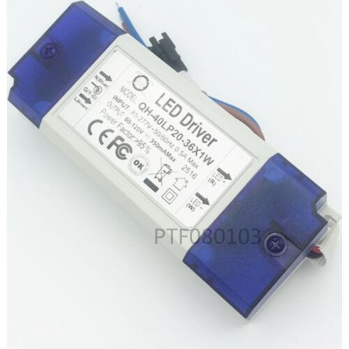 1pcs AC 85-277V 20W 30W 36W LED Driver 20-36x1W 350mA DC60-120V High Power LED Powr Supply For Floodlight