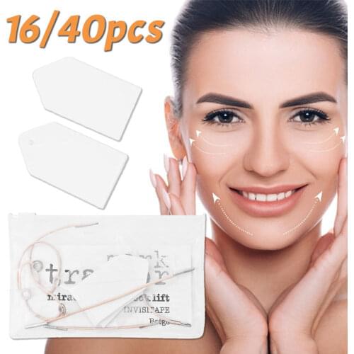 16/40Pcs / Set Face Neck Lift Tapes Invisible Thin Face Facial Stickers V-Shape Face Lift Skin Tighten Anti-wrinkle Sticker