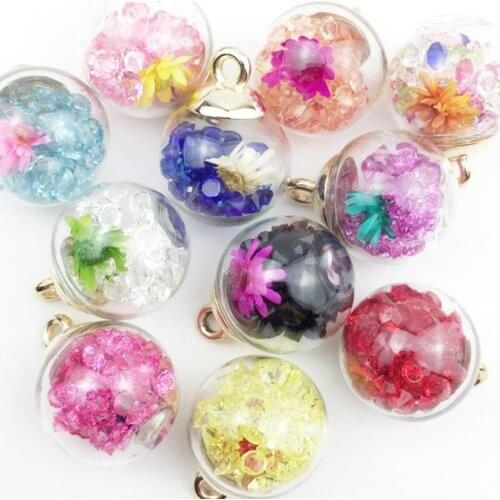 10pcs / Pack 16mm 23 Color Glitter Little Rhinestone Wishing Bottle Crystal Glass Ball Necklace Hair Rope Earrings Accessories