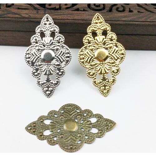 20pcs 30x52mm lozenge Filigree flower Wraps Metal Charms For Embellishment Scrapbook DIY Jewelry Metal Craft Wraps