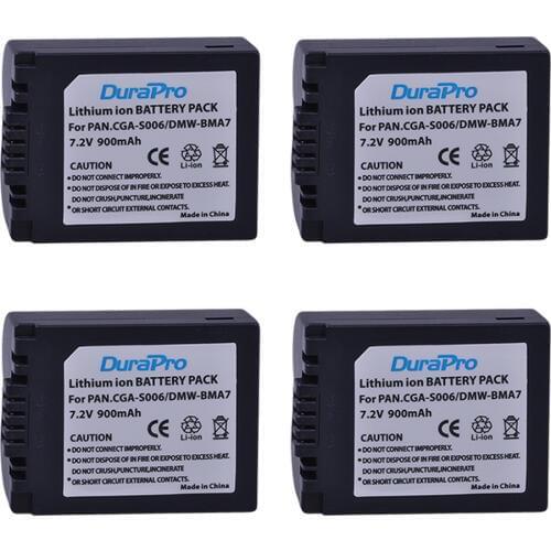 4pc CGA-S006 CGR S006 S006E DMW-BMA7 DMW BMA7 Camera Battery for Panasonic DMC-FZ30 DMC-FZ35 DMC-FZ38 DMC-FZ50 DMC-FZ7 DMC-FZ8
