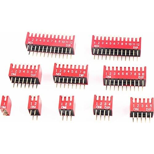 5piece 1P 2P 3P 4P 5P 6P 8P 10P Bit Slide Type Lateral Switch Module 2.54mm DIP Red Toggle Switch Snap Switch