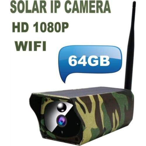 64GB Y4 HD 1080P WIFI Solar Charging IP Camera for Hunting outdoor CCTV Camera Waterproof IR Night Vision 2MP Motion Detection