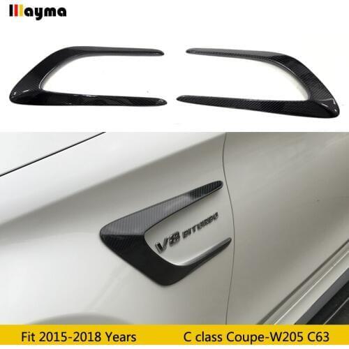 Carbon Fiber Car Racing Side Fender Vents Trims Canards for Mercedes Benz C-Class W205 For AMG C63 Coupe 2015 2016 2017 2018