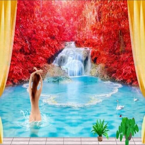 Beibehang Custom wallcovering non - woven thickening ultra - clean Fenglin Waterfall Mural Walls environmental wallpaper