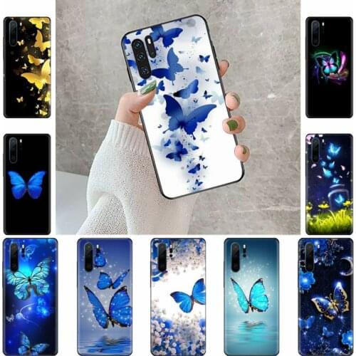 Bling blue butterfly Phone Case For Huawei honor Mate P 9 10 20 30 40 Pro 10i 7 8 a x Lite nova 5t