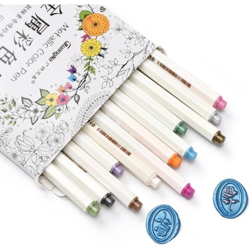 WYSE Colorful Pen Wax Seal Stamp Mark Pen Decoration Wax Stamp Gold Color Pen Metallic for DIY Envelope