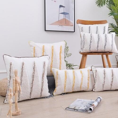 Tufted Cushion Cover 45x45cm Moroccan Style Pillow Cover Grey Yellow Coffee for Home Decoration Living Room Bed Room Hidden Zip