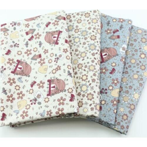 50*160CM Flowers Heart Printed Cotton Fabric Handmade Materials For Curtains Home Textile Tablecloth Kids Dresses Bedding Making