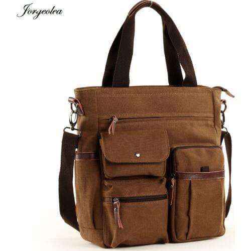 Jorgeolea Men Canvas Business Briefcase Versatile Casual Handbag For Men Travel Satchel E502