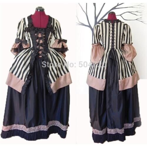 Tailored!stripe Vintage costumes 18th Duchess Retro medieval Renaissance Reenactment Theatre Civil war Victorian dress HL-411