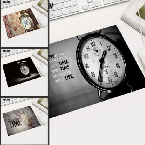 XGZ Retro Alarm Clock Time Rectangle Rubber Non-slip Small Size Mouse Pad for Office Laptop Decoration Desktop Coaster Mat