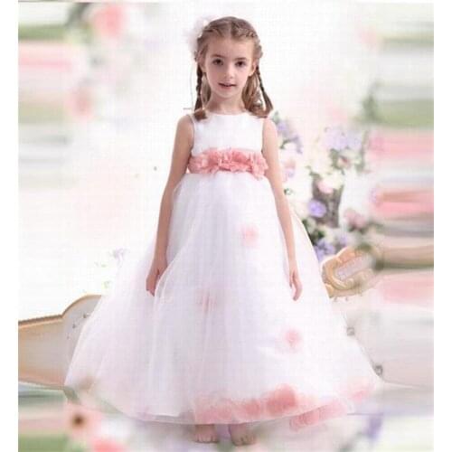 Beautiful Tulle Flower Girl Dresses For Wedding A-Line Pageant Desses For Children Big Bow First Communion Dress Birthday Gown F