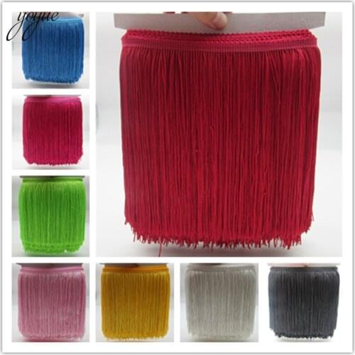 YOYUE 20CM Long Lace Fringe Trim Tassel Fringe Trimming For Diy Latin Dress Stage Clothes Sewing Accessories Lace Ribbon