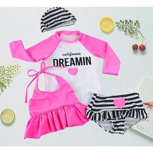 4pcs Bikni baby Swimwear Striped Swimming Suit for Kids Toddler Girl Bathing Suits biquini infantil Clothing Beach Clothes 6M