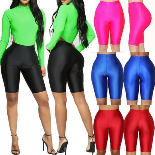 Summer Women Leggings Biker Shorts Dance Workout Sports Nylon Hot Shorts Fashion Fluorescent Color