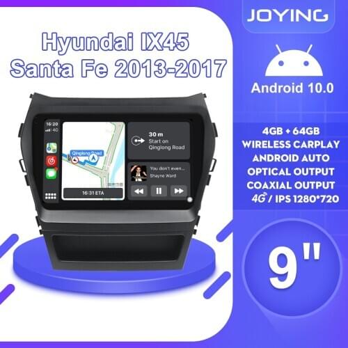 JOYING 9"Auto 1 Din Android 10 Car Radio Stereo Head Unit GPS Multimedia Player Carplay 4G For Hyundai IX45 SantaFe 2013 2017