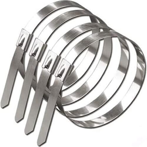 200Pcs Metal Cable Tie Stainless Steel Cable Tie Marine Cable Tie with Iron Wire Fixing Buckle Photovoltaic Power Tie