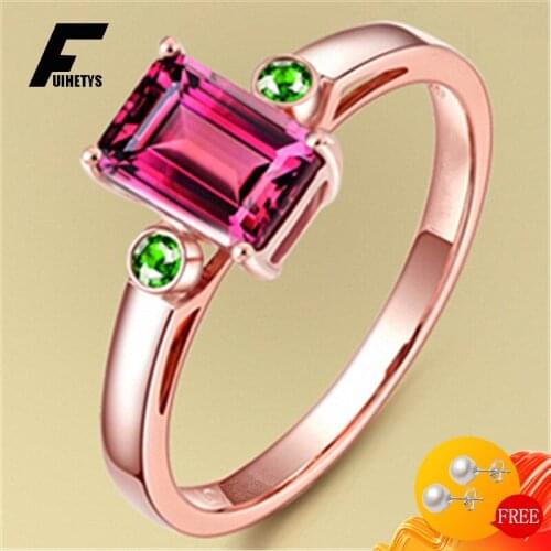 Fashion 925 Silver Jewelry Ring with Ruby Zircon Gemstone Open Finger Rings for Women Wedding Engagement Party Gift Accessories