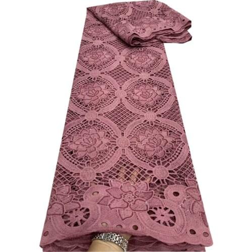 Milk Silk Embroidered African Guipure Lace Fabeic With Stones French Lace Fabric Nigeria Mesh Cord Lace Fabric For Wedd dp66-505