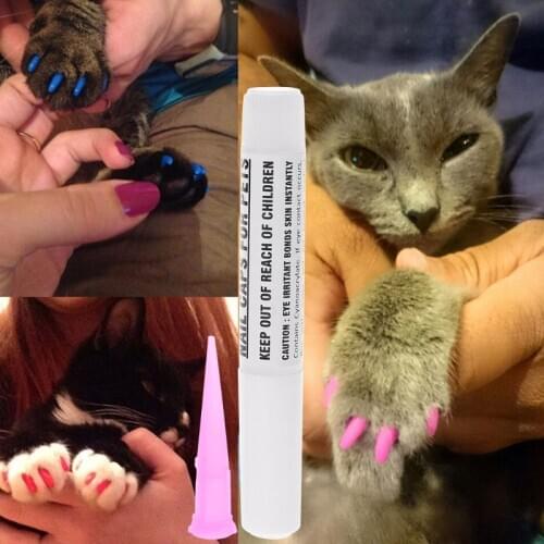 Pet Dog Cat Nail Covers Claw Paws Soft Gel Protector Adhesive Glue