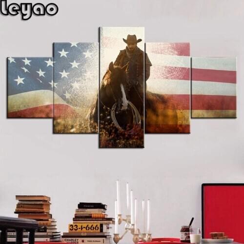 Diamond Painting 5 piece Cowboy and his horse Cross Stitch Kits Handicrafts 5D DIY Diamond Embroidery Home Decor Holiday present