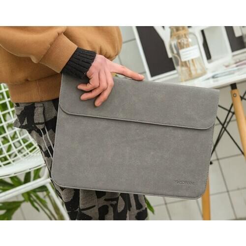 2019 New Women Men Leather Slim Scrub Matte Laptop Sleeve Bag For Macbook Air 13 Case 14 16 Touch ID Pro 15 2018 Notebook Cover