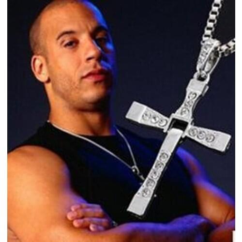 New Male Necklaces & Pendants Fashion Movie jewelry The Fast and The Furious Toretto Men Classic CROSS Pendant Necklace
