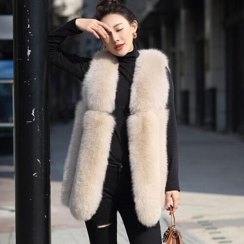 Autumn Winter New Fox Vest Coats Women Clothes Real Fur Vests Korean Vintage Coat Chalecos Para Mujer ZL517
