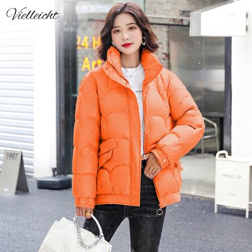 Vielleicht Autumn And Winter Parkas Short Warm Jackets For Women Stand Collar Glossy Cotton Padded Clothing Female Wadded Coats