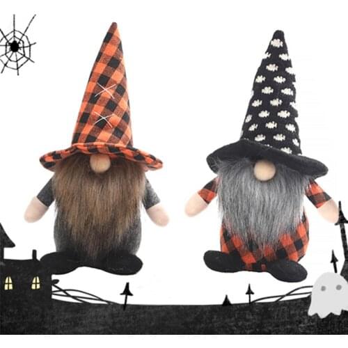 Halloween Gnome Plush Swedish Tomte Ornaments For Home Decor Halloween Dwarf Decoration, Pointed Hat Faceless Forest Man