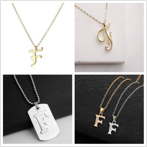 Gift Family mom name Initial Letter F monogram alphabet Stainless steel alloy 26 English word sign pendant Necklace jewelry
