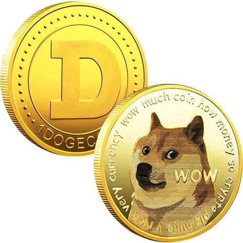Gold Plated Dogecoin Commemorative Coins Cute Dog Pattern Dog Souvenir Collection Gifts Limited Edition Collectible Coin value