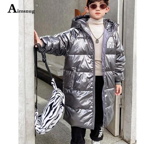 Unisex Down Cotton Coats Long Jackets Children Hooded Top Outerwear Boy Girl Patchwork Stripe Pleated Jacket Winter Warm Clothes