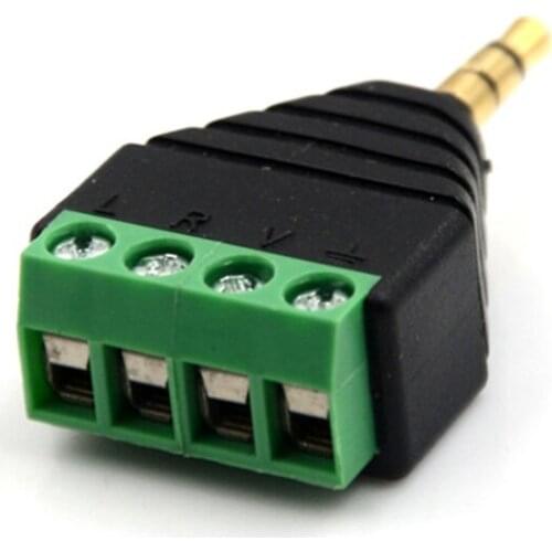 3.5mm Jack Headphone Plug 4 Pole Stereo Solderless Connector Audio Head To Terminal DIY Plug Screw Terminal Stereo Jack