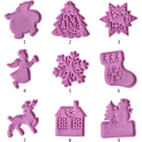 Christmas Santa Claus Keychain Silicone Mold with Hole Keyring Pendant Handmade Mold Valentines Day Gift Jewelry