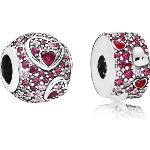 Seialoy Pink Valentine Hot love Beaded Fit Original Brands Charm Bracelets For Women Girl Wife Girlfriend Fine Crystal Necklace